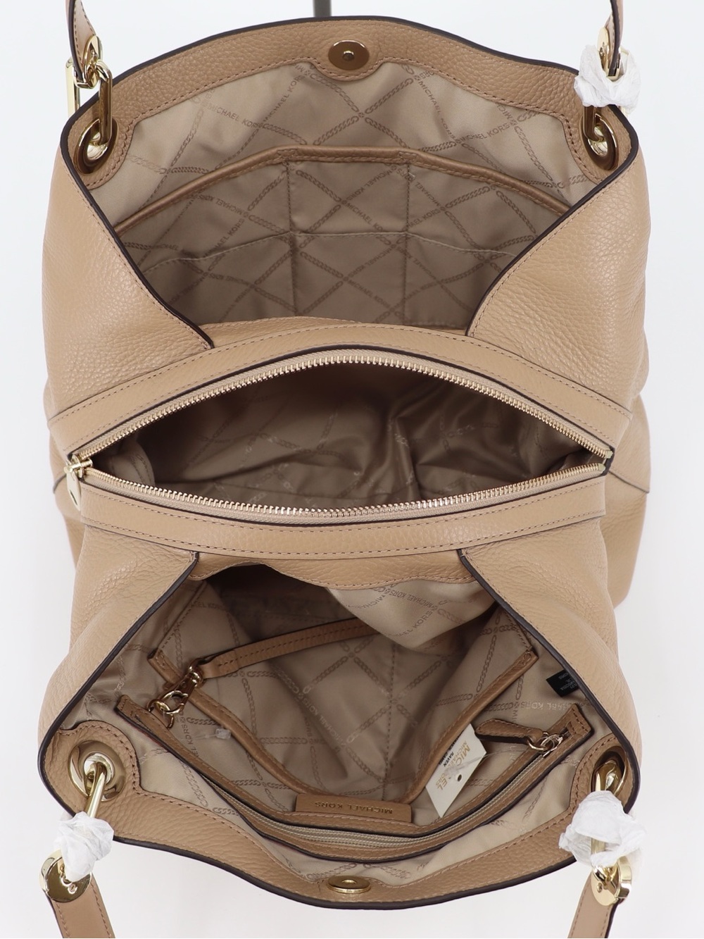 Brand New Michael t Raven Pebbled Leather Large Shoulder Bag Camel - Picture 13 of 16